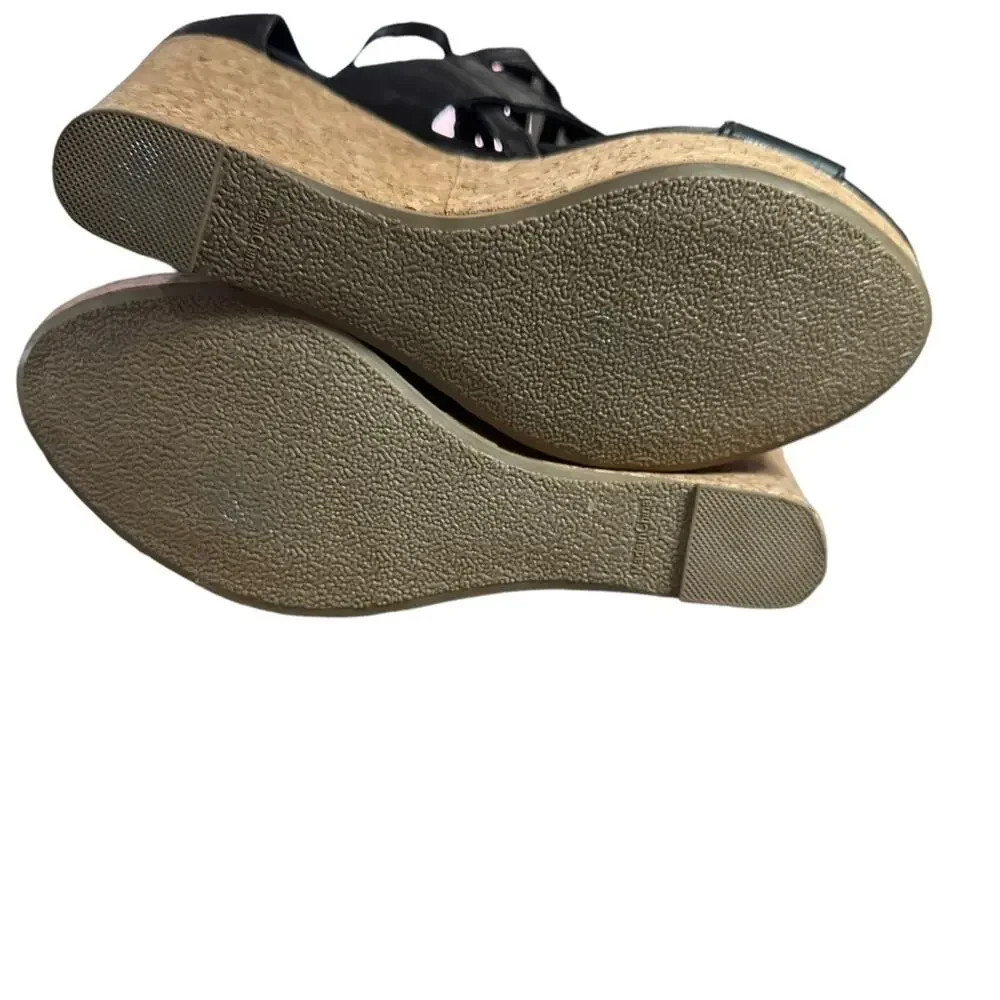 REPORT cinnamon platform cork wedges black strapped open new‎ no tags size 8